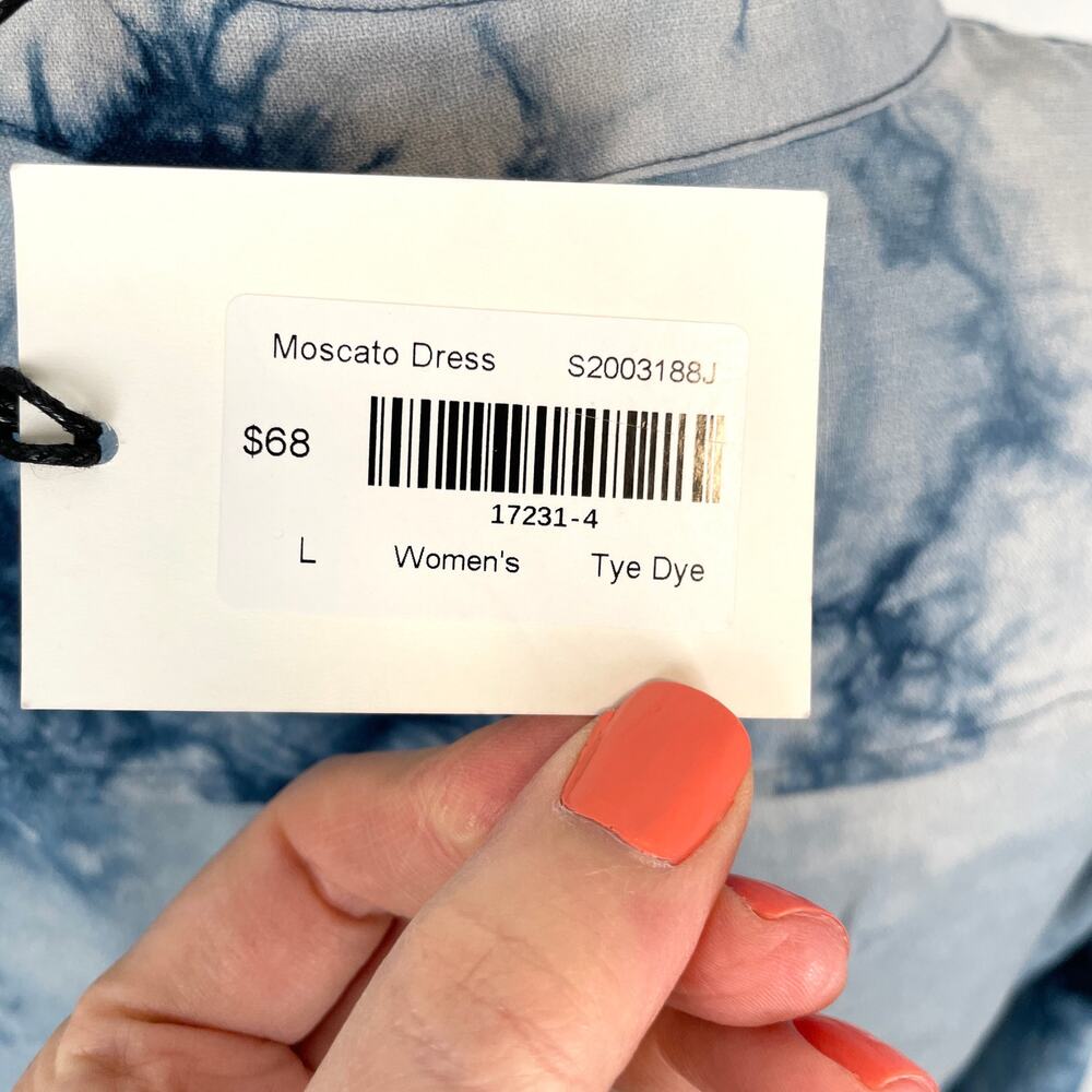 EPIK Tie Dye Linen Long Sleeve Button Front Maxi Dress In Blue Size Large New - Picture 12 of 14